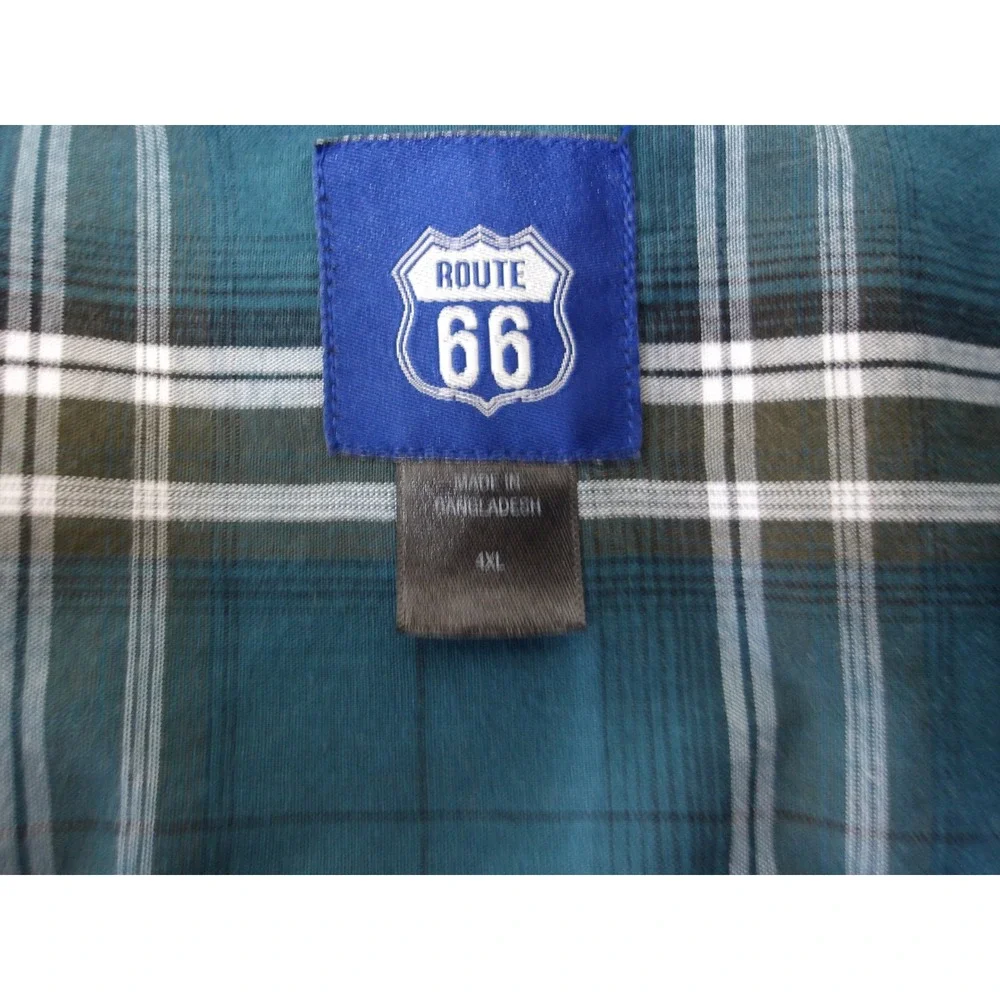 Route 66 Mens 4XL Green Plaid Short Sleeve Button‎ Up Casual Shirt / #1035
